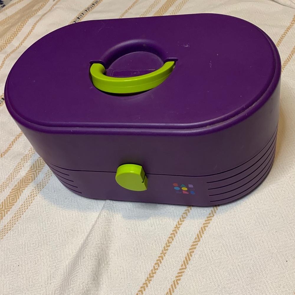 90’s Caboodles 3- Tier Makeup Storage Purple and Lime Green #2640